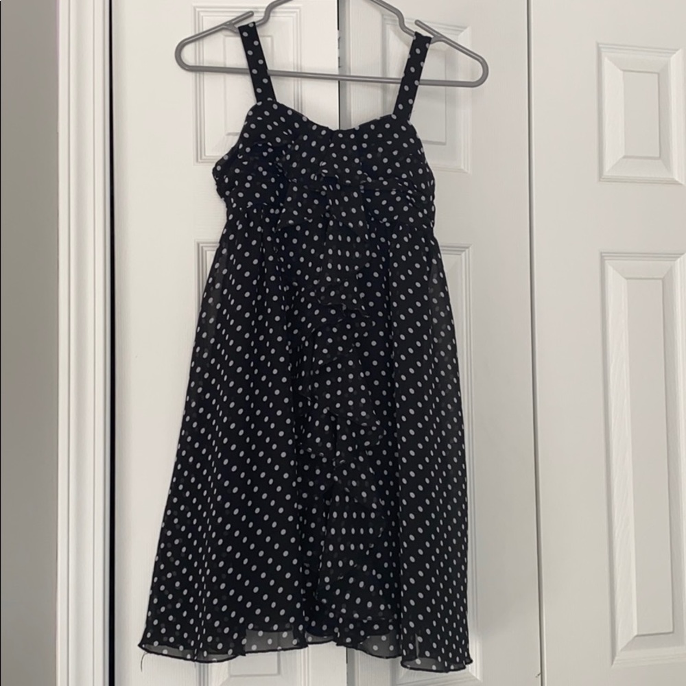 Justice Black and White Polka Dot dress, size 12